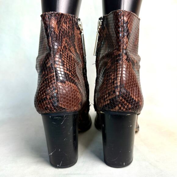 Zara Faux Leather Python Snake Print Heeled Side Zip Ankle Boots - Picture 6 of 11